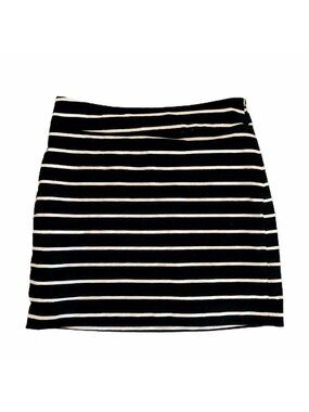 Banana Republic Mini Skirt Stripes Womens 2 Knit Stretchy Black White EUC Lined
